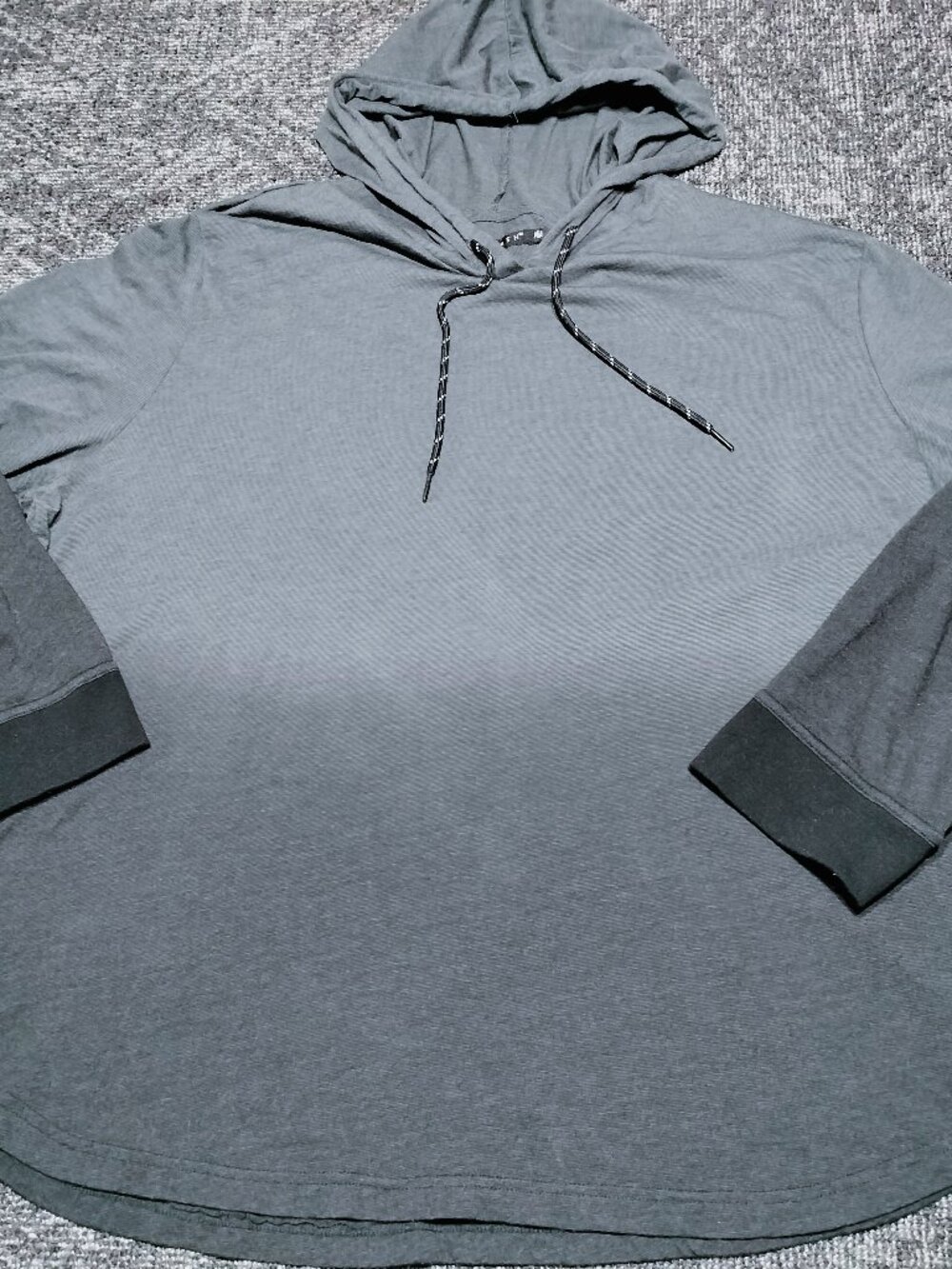 Edgar + Ash Men's Ombre Long Sleeve T-Shirt Black XXL Hoodie Hood Cotton NWOT